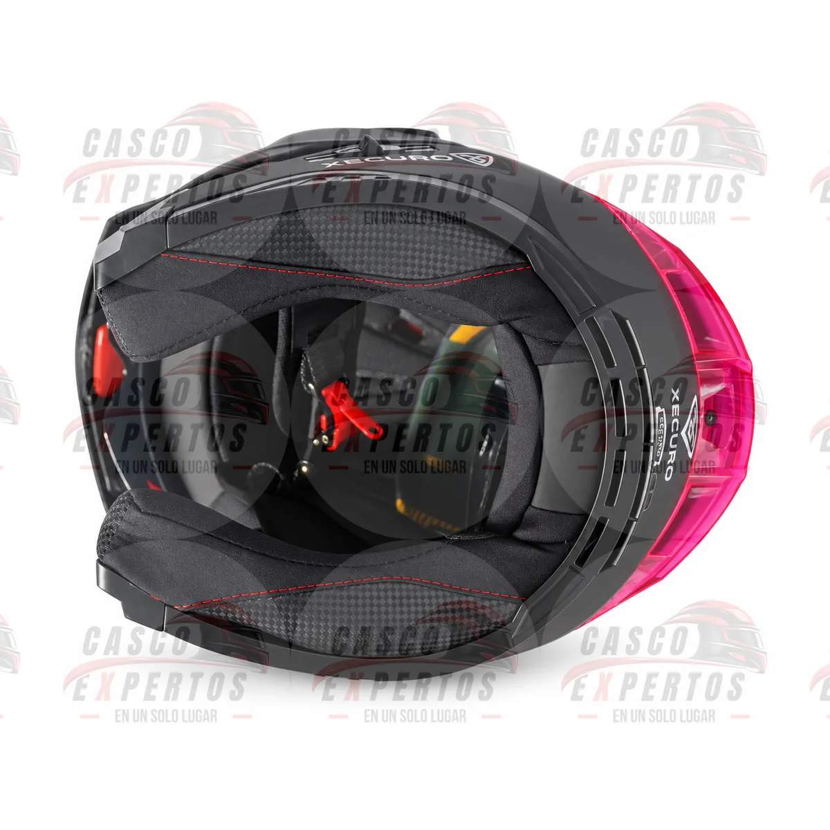 CASCO ABATIBLE XECURO XR926 NEGRO MATE ROSADO vista 6