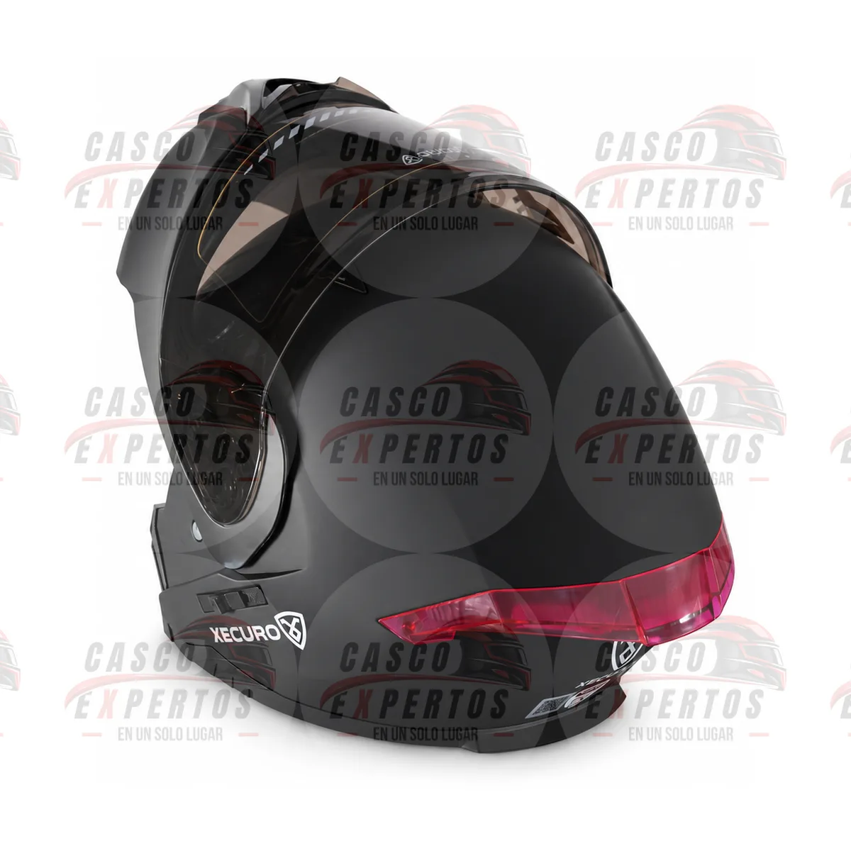 CASCO ABATIBLE XECURO XR926 NEGRO MATE ROSADO vista 4