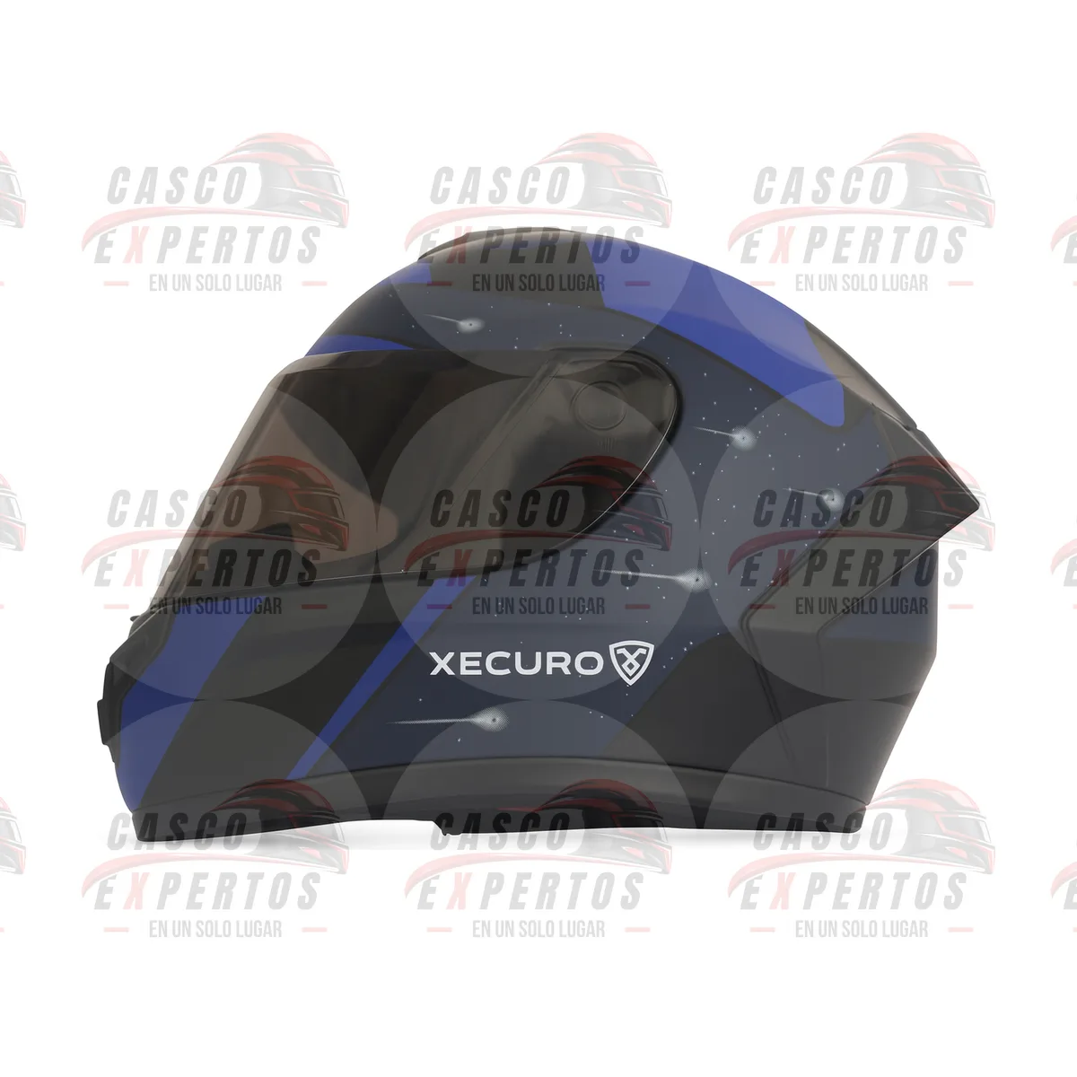 CASCO INTEGRAL XECURO XR921 NEGRO AZUL vista 2