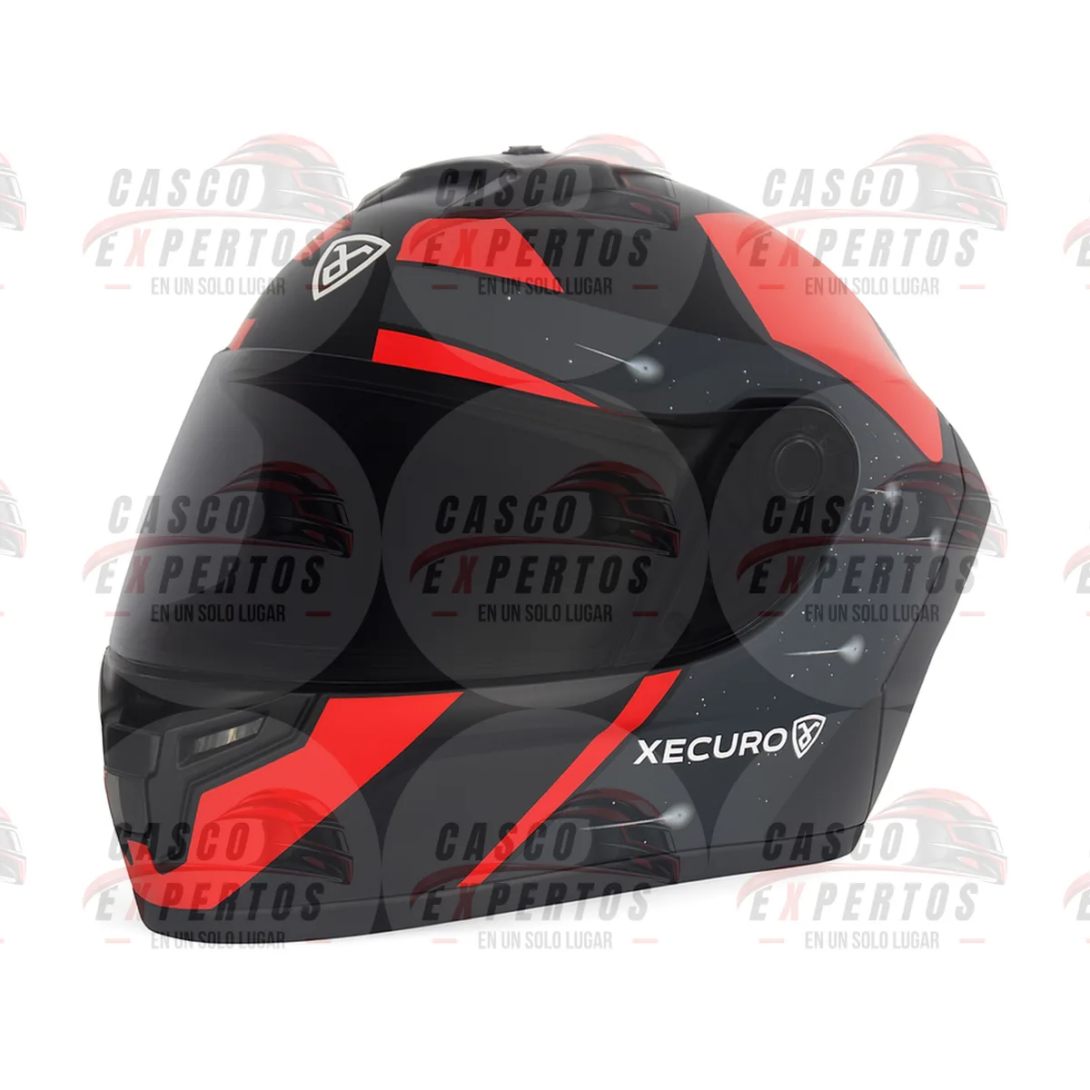 CASCO INTEGRAL XECURO XR921 NEGRO ROJO vista 2