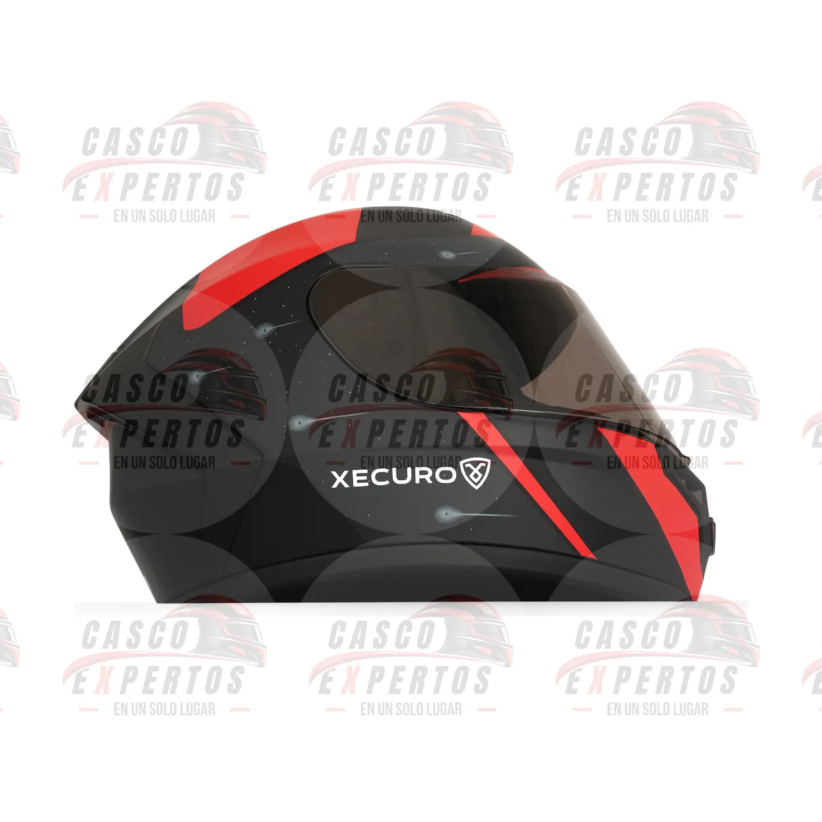 CASCO INTEGRAL XECURO XR921 NEGRO ROJO vista 3