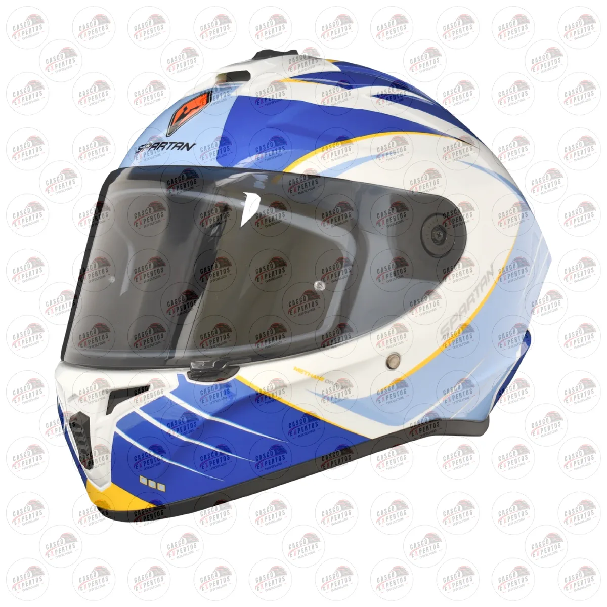CASCO SPARTAN DRAKEN METHANE BLANCO AZUL vista 2