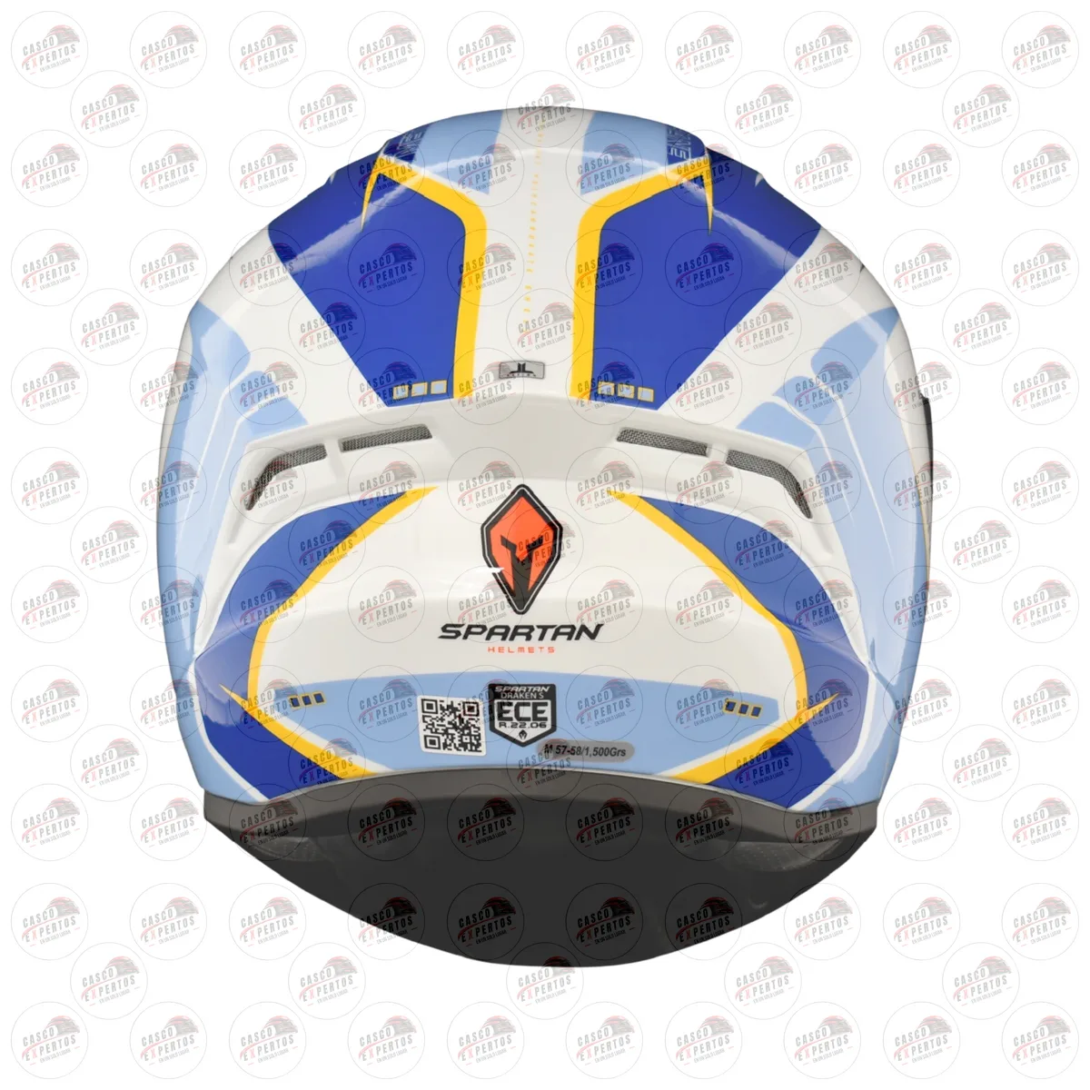 CASCO SPARTAN DRAKEN METHANE BLANCO AZUL vista 7