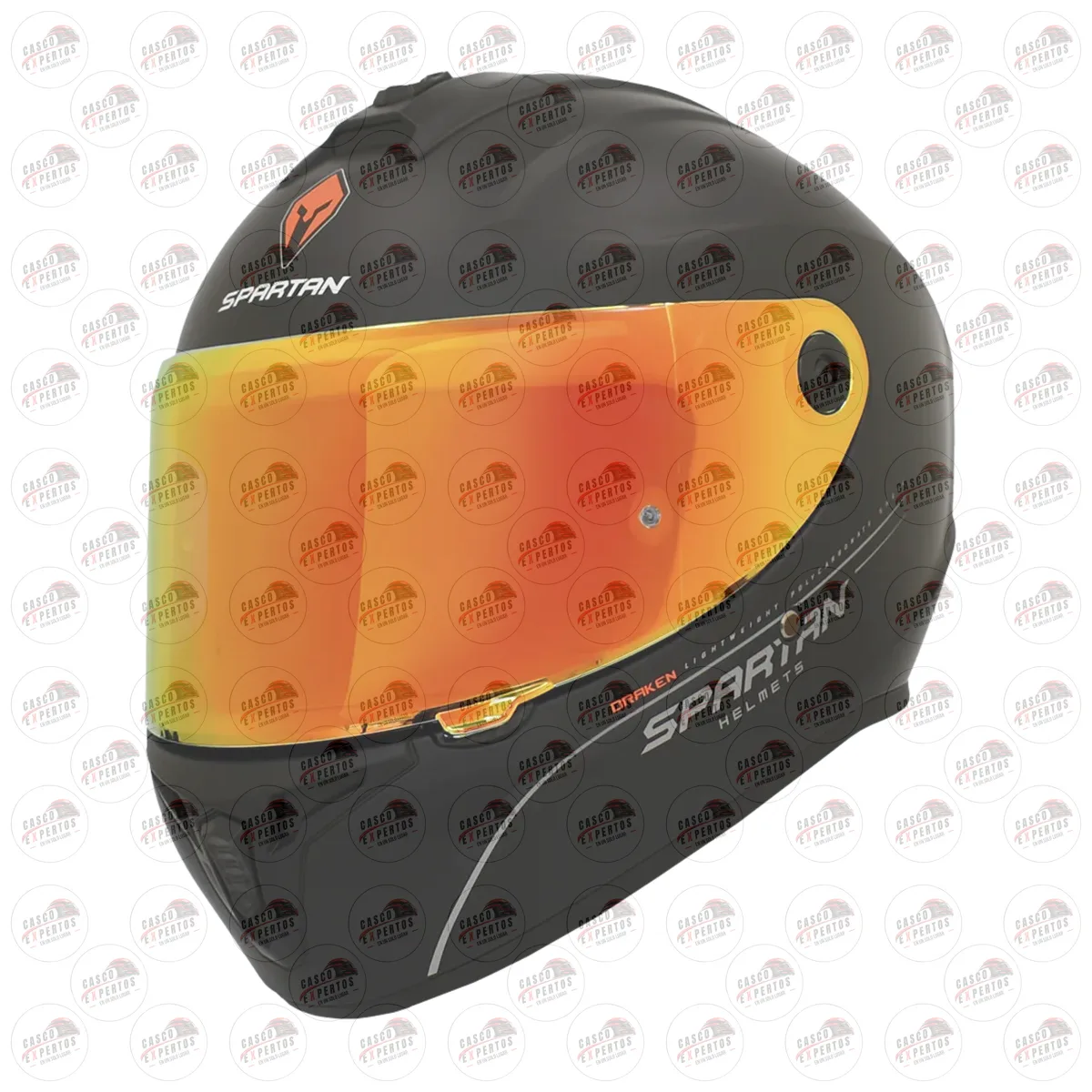CASCO SPARTAN DRAKEN SOLID A1 VISOR ROJO vista 2